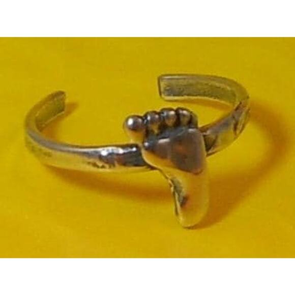 Vintage Sterling Silver Cute Bare Foot Toe Ring – Handcrafted Boho Jewelry Thai - Picture 1 of 3